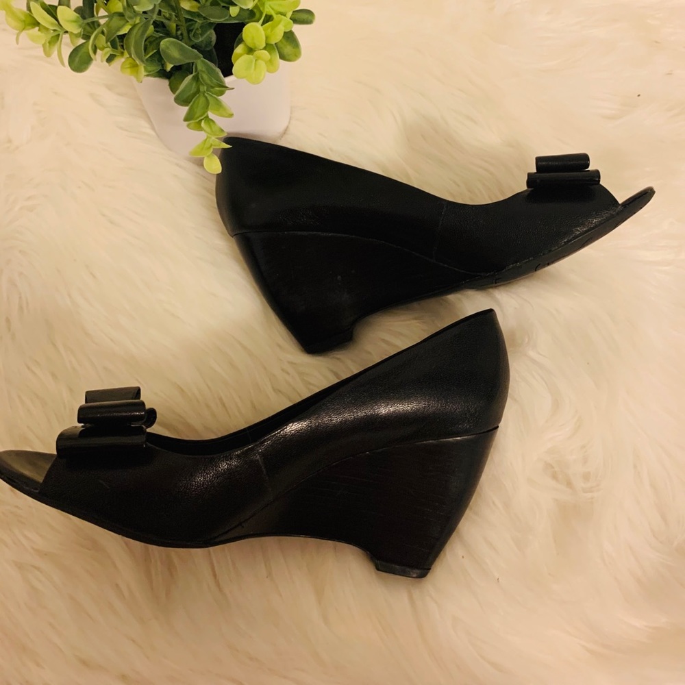 Franco Sarto Open Toe Bow Wedge Sz 8